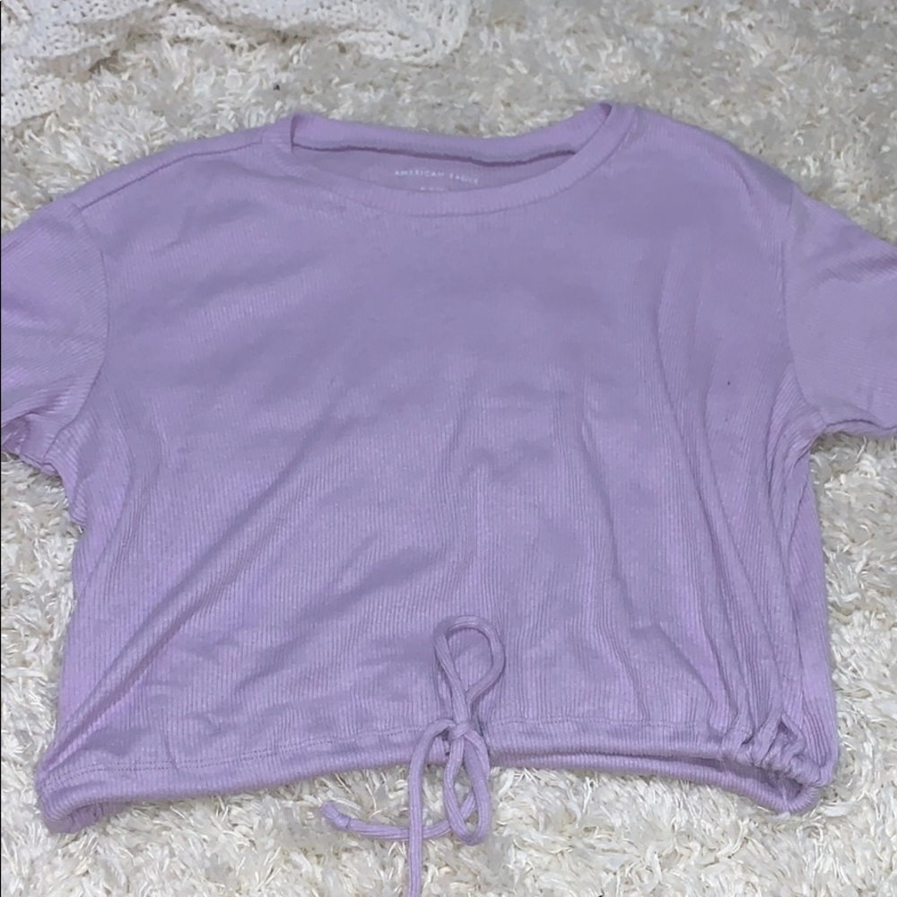 American eagle crop tie bottom tee